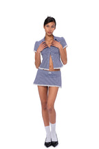 Blue Gingham Lace Trim Two-Piece Set