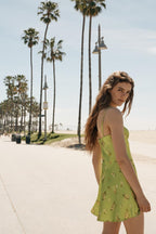 Sage Green Floral Bustier Mini Dress