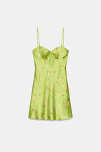 Sage Green Floral Bustier Mini Dress