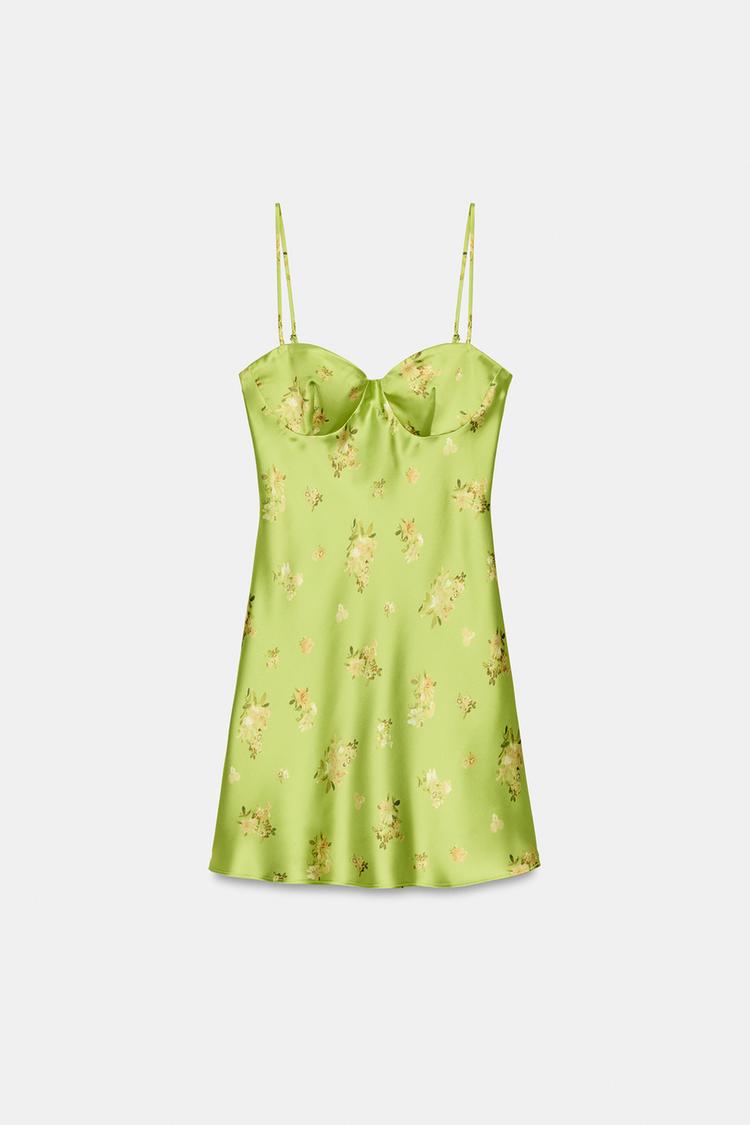 Sage Green Floral Bustier Mini Dress