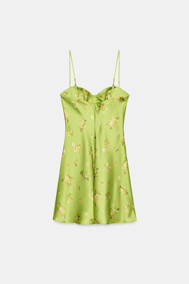 Sage Green Floral Bustier Mini Dress