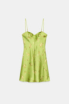 Sage Green Floral Bustier Mini Dress