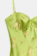Sage Green Floral Bustier Mini Dress