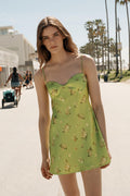 Sage Green Floral Bustier Mini Dress