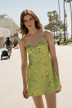 Sage Green Floral Bustier Mini Dress