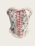 Balletcore Floral Lace Ruffle Corset Top