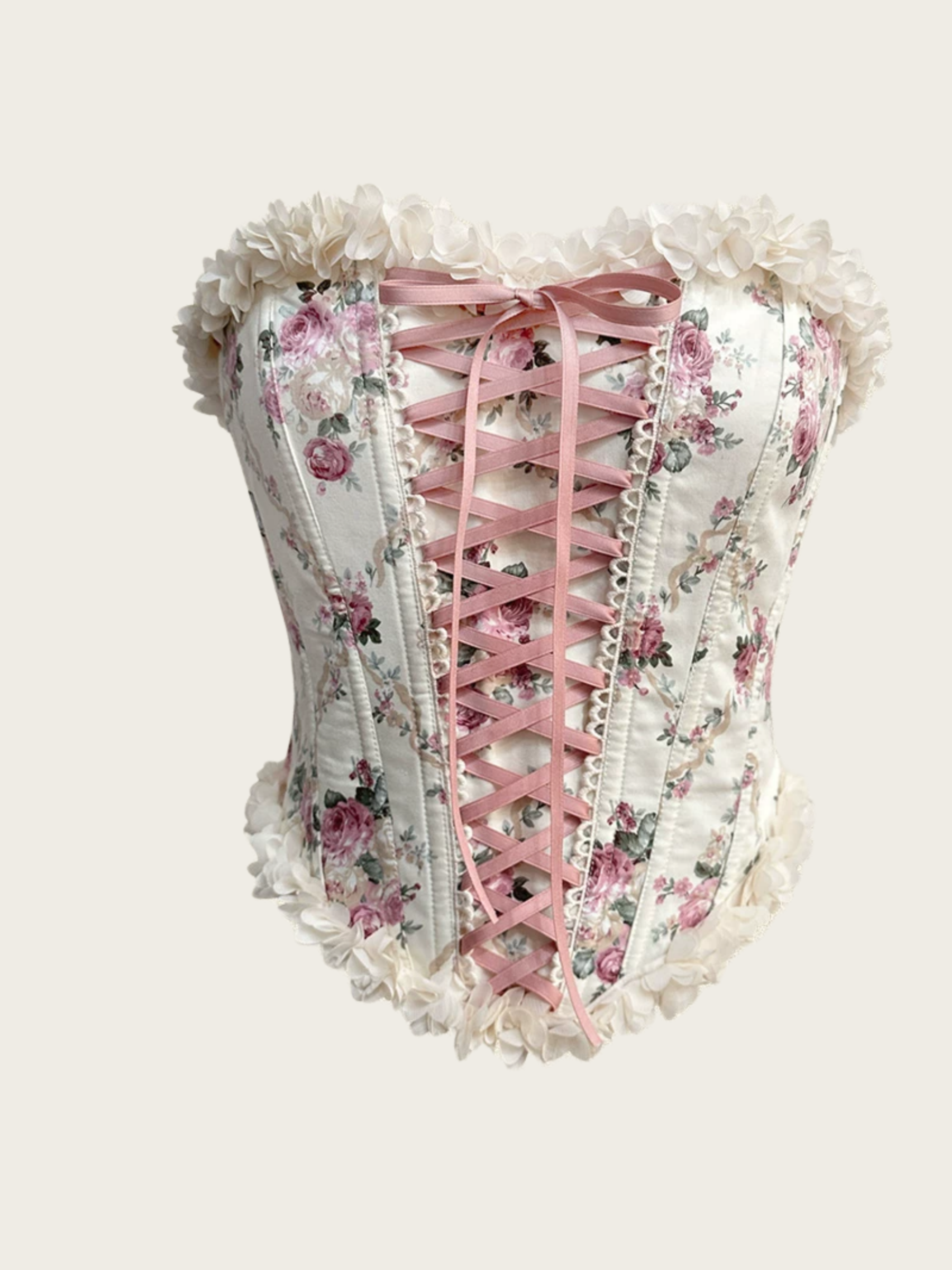 Balletcore Floral Lace Ruffle Corset Top