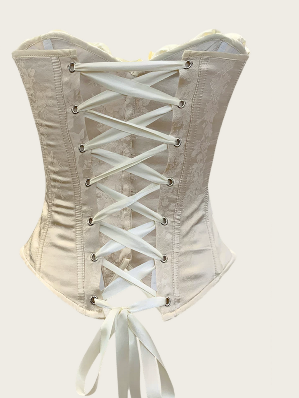 Ivory Satin Rose Corset Top