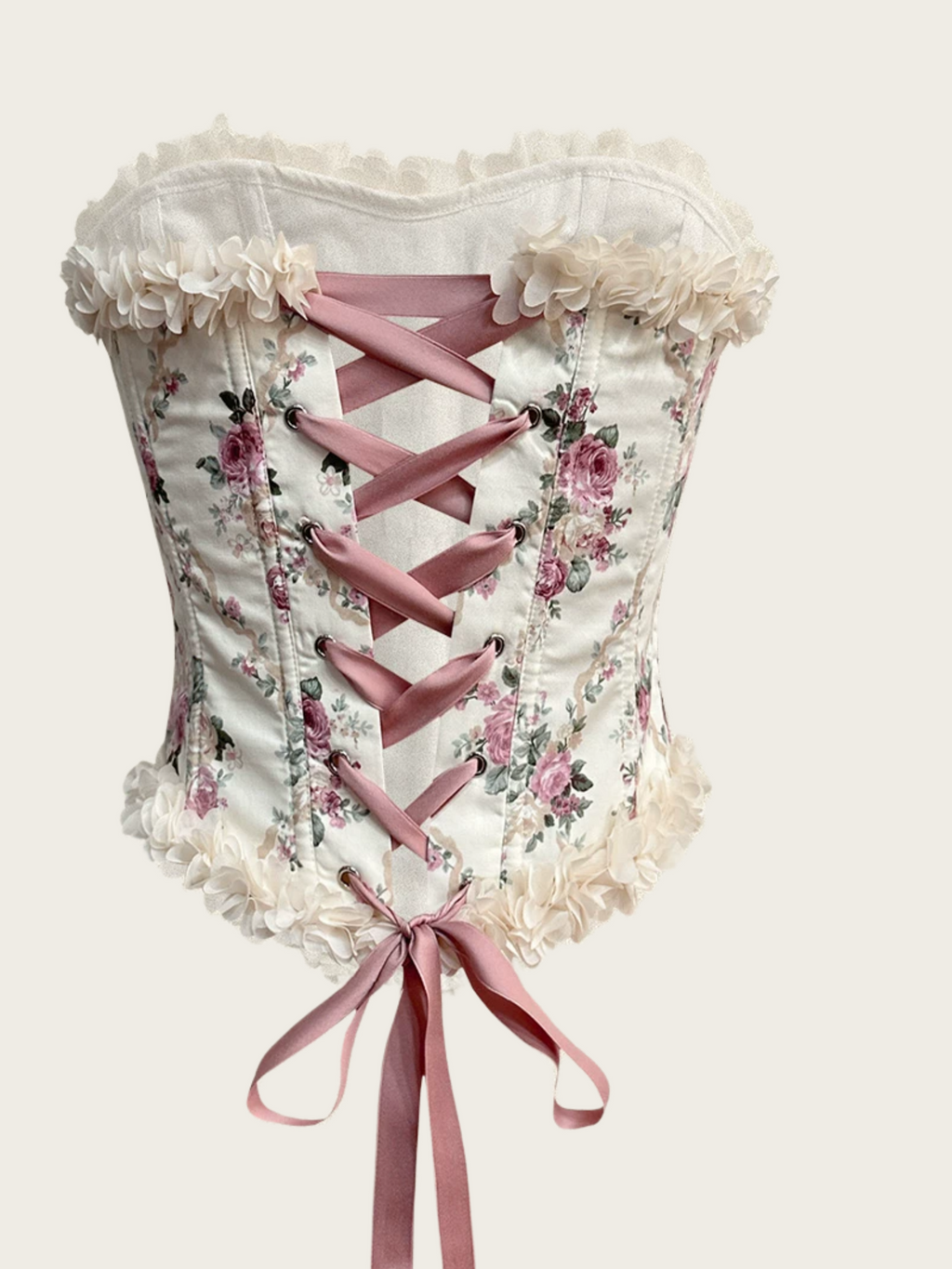 Balletcore Floral Lace Ruffle Corset Top