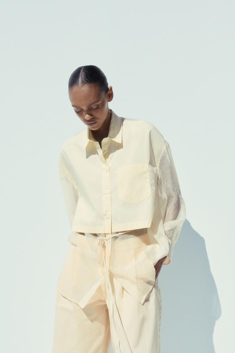 ORGANZA COMBINATION OVERSIZED SHIRT