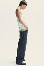 Satin Effect Lace Bustier Top