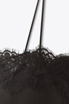 Satin Effect Lace Top - Dark Brown