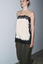 Satin Effect Lace Top - Black / White