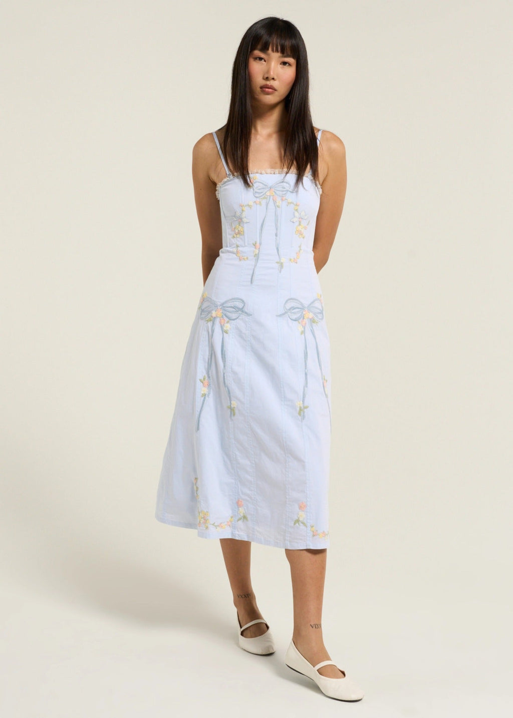 Baby Bows Patchwork Midi Dress