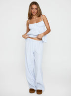 Sky Blue Striped Seersucker Matching Set