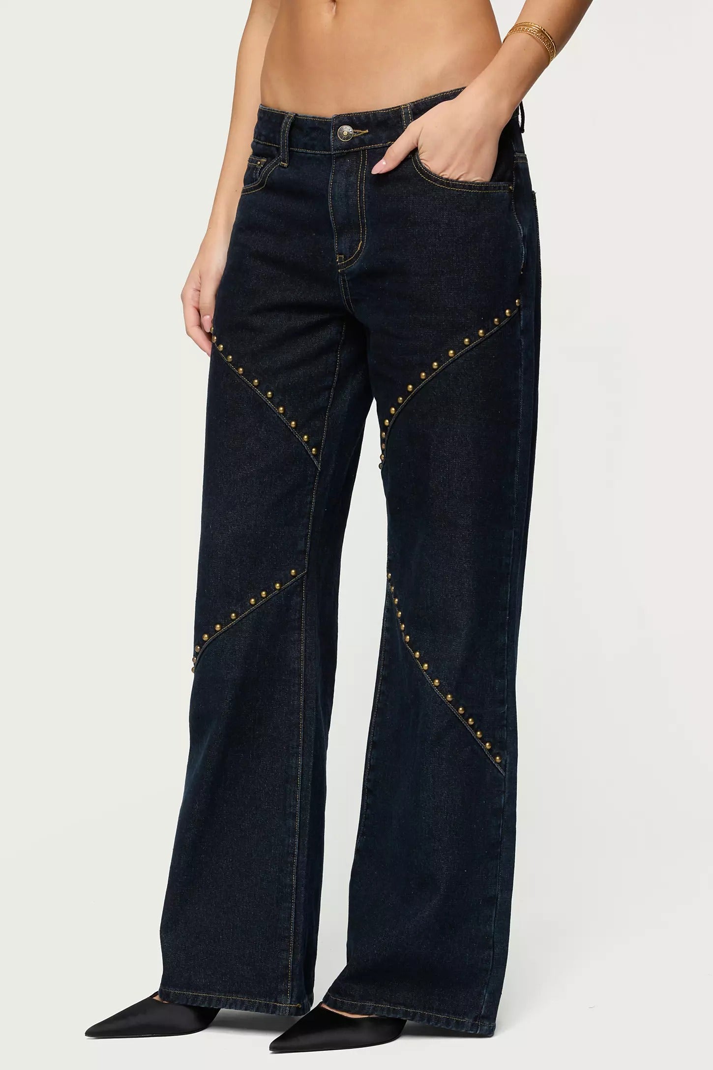 Charla Stud Low Rise Baggy Jeans