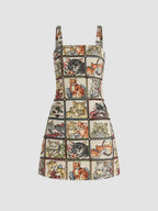 Felicity Tapestry Mini Dress – Heritage Cat Print
