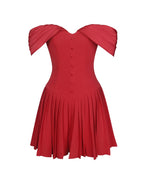 Narelle Crimson Off-Shoulder Sweetheart Drop Waist Mini Dress