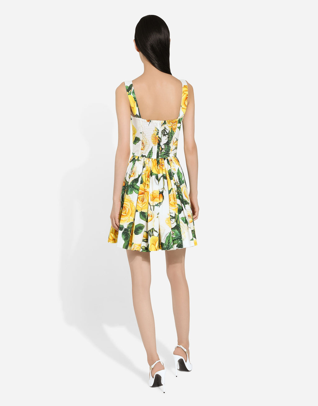 Short Corset Mini Dress - Yellow Rose Print