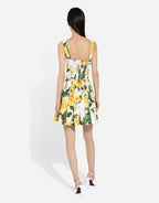 Short Corset Mini Dress - Yellow Rose Print