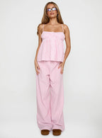 Candy Pink Striped Seersucker Matching Set