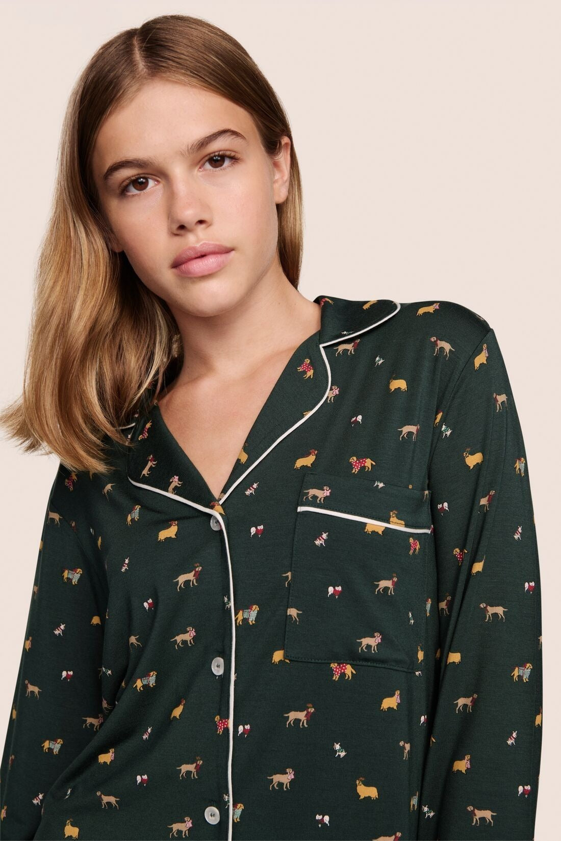 Holiday Dogs Print Long PJ Set