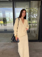 Cardigan Skirt Set - Apricot