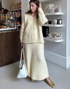 Cardigan Skirt Set - Apricot