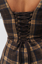 Brown Plaid Midi Dress