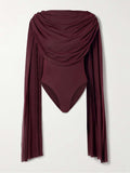 Burano cape-effect draped stretch-jersey bodysuit