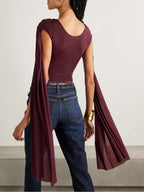 Burano cape-effect draped stretch-jersey bodysuit