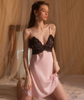 Satin Backless Lace Mini Dress