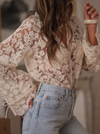 Hollow-Out Casual Lace Shirt