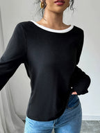 Slim-Fit Long-Sleeve Tee with Bow Detail