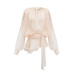 Neutral Fully Pleated Ruffled Mini Dress