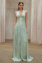 Mint Green Gathered Maxi Dress