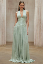 Mint Green Gathered Maxi Dress