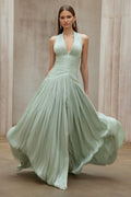 Mint Green Gathered Maxi Dress