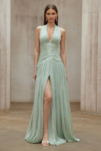 Mint Green Gathered Maxi Dress