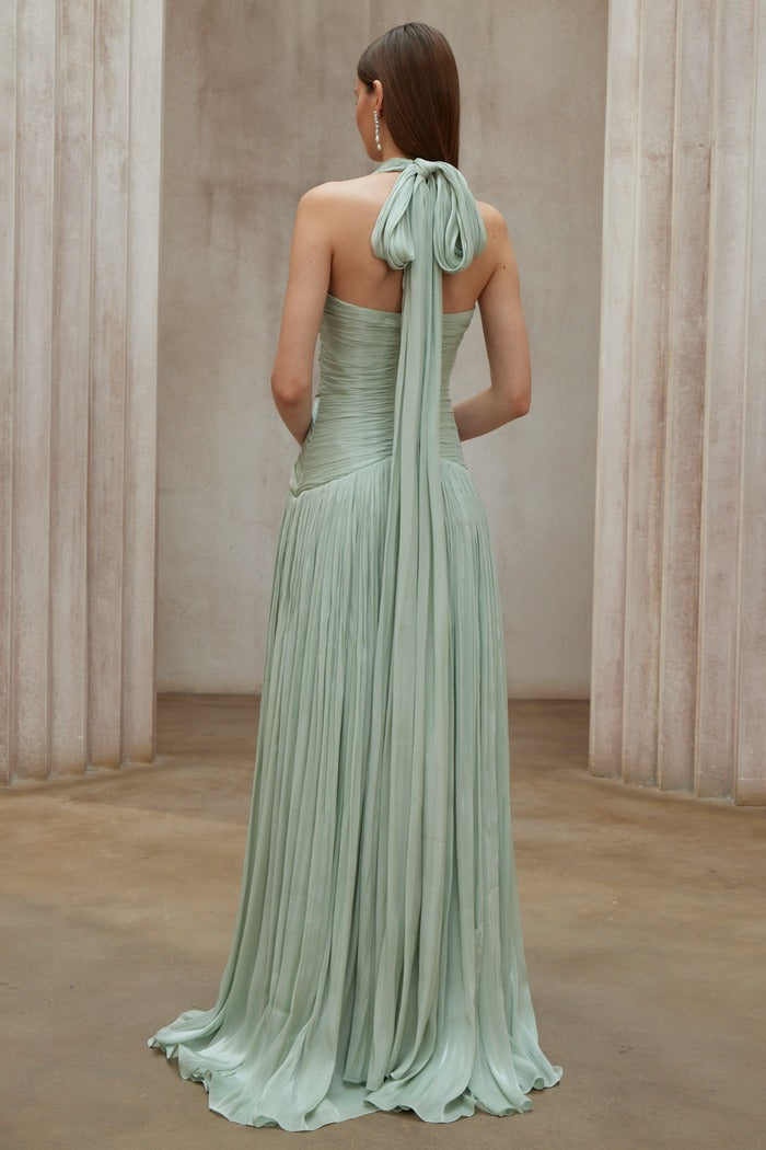 Mint Green Gathered Maxi Dress