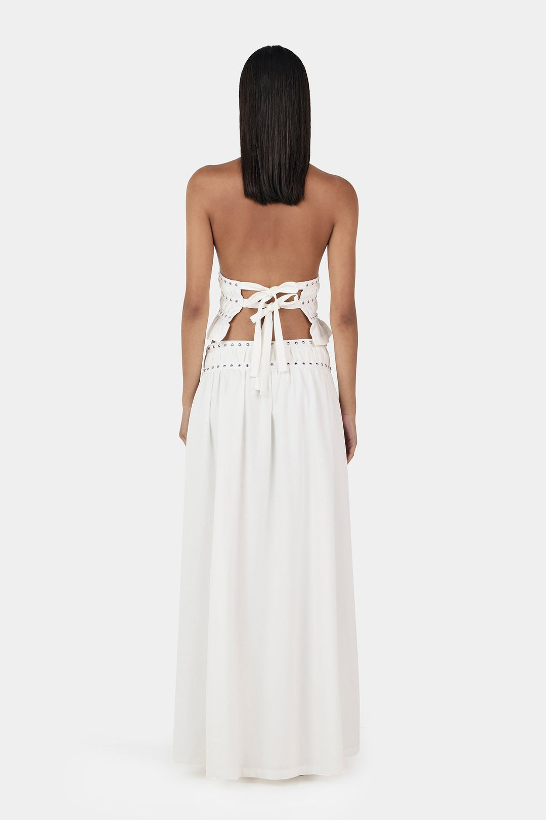 Tabby Studed Midi Skirt Ivory
