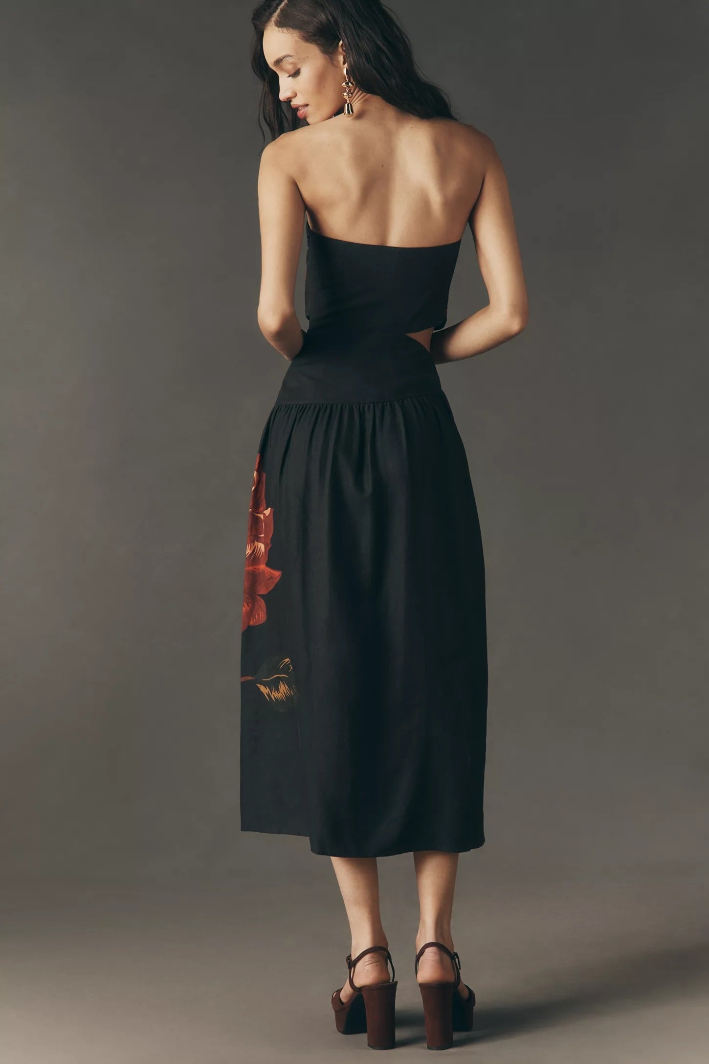 Rosalia Linen Blend Strapless Midi Dress