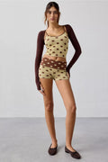 Polka Dot Seamless Knit Cami + Micro Short 2-Piece Set - French Vanilla Downtown