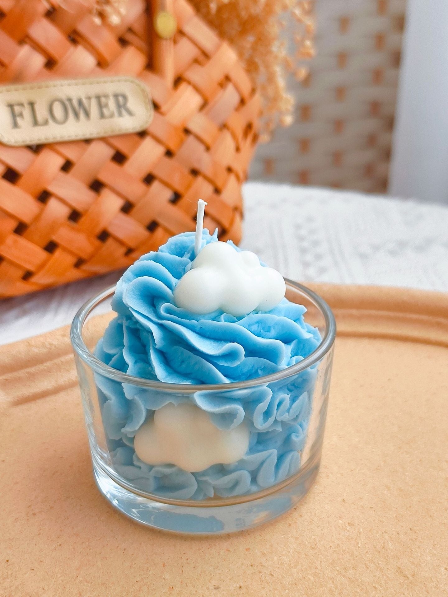 Blue Cloud Cream Cake Candle – Blueberry Scent | Handcrafted Decorative Candle