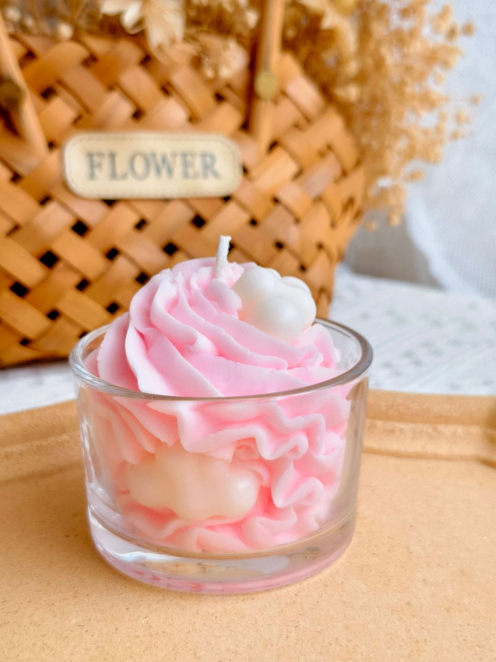 Pink Cloud Cream Cake Candle – Strawberry Scent | Handcrafted Decorative Candle