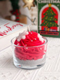 Christmas Red Cream Cake Candle – Strawberry Scent | Handcrafted Holiday Candle