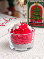 Christmas Red Cream Cake Candle – Strawberry Scent | Handcrafted Holiday Candle