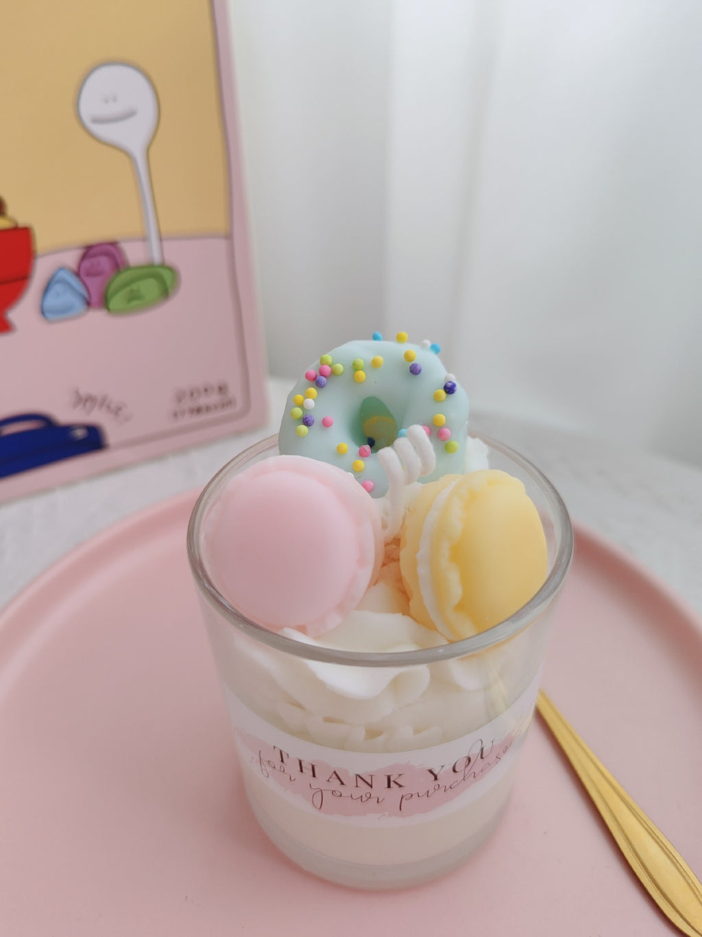 Sweet Macaron Soy Candle – Peach & Oolong Tea