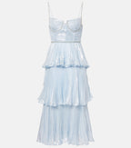 Feather Trimmed Silk-Blend Chiffon Maxi Dress