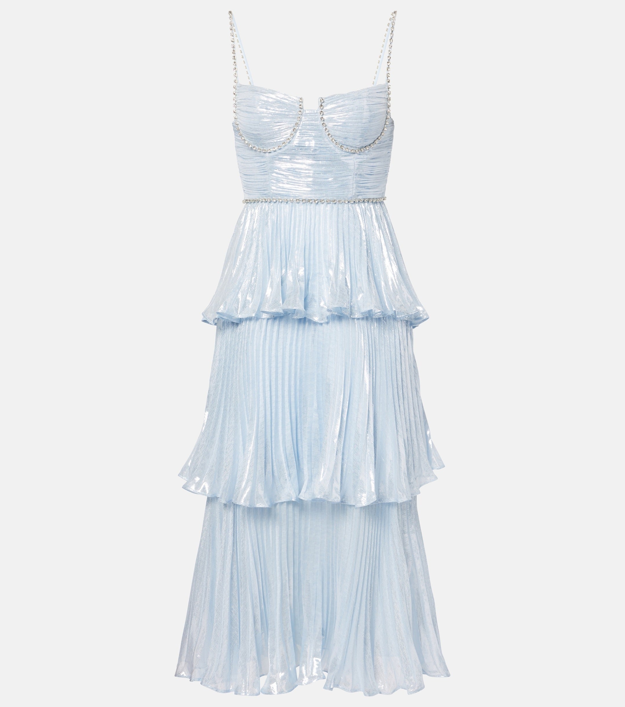 Feather Trimmed Silk-Blend Chiffon Maxi Dress